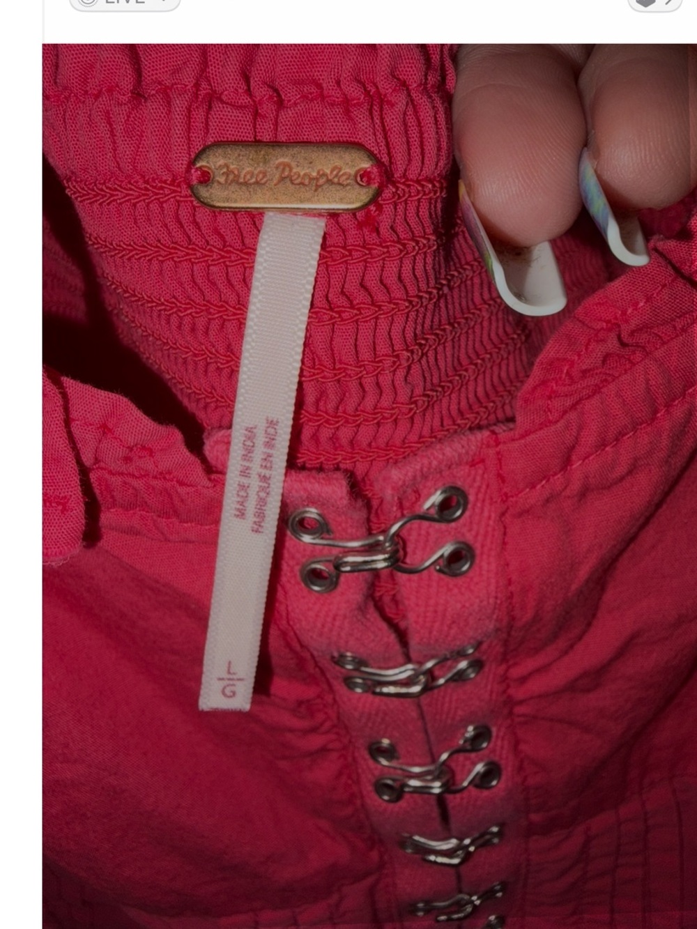 Free People Amelia Corset Top Size Large in Convertible Red | Hook & Eye Crop fo - Picture 6 of 8